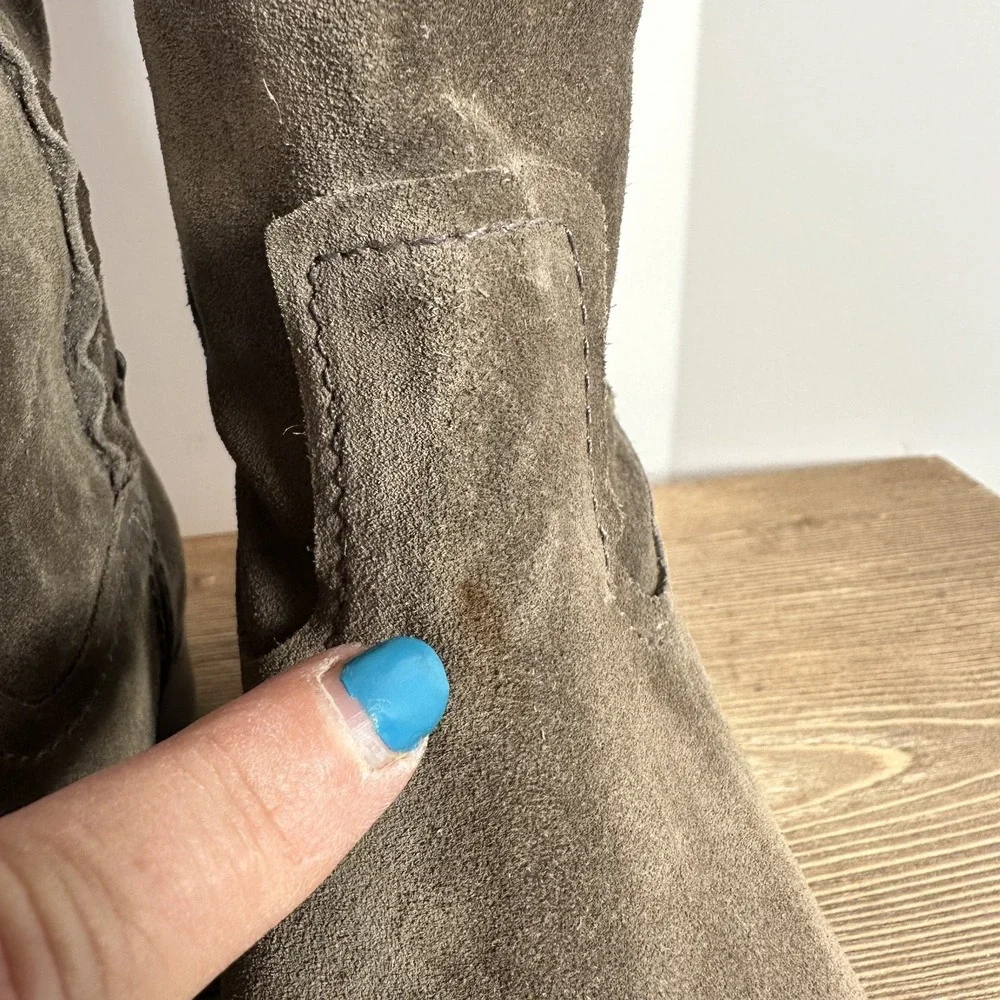 Frye Cara Suede Ankle Boots WMN SZ 7B Tan Western Boho Minimalist Festival 4015